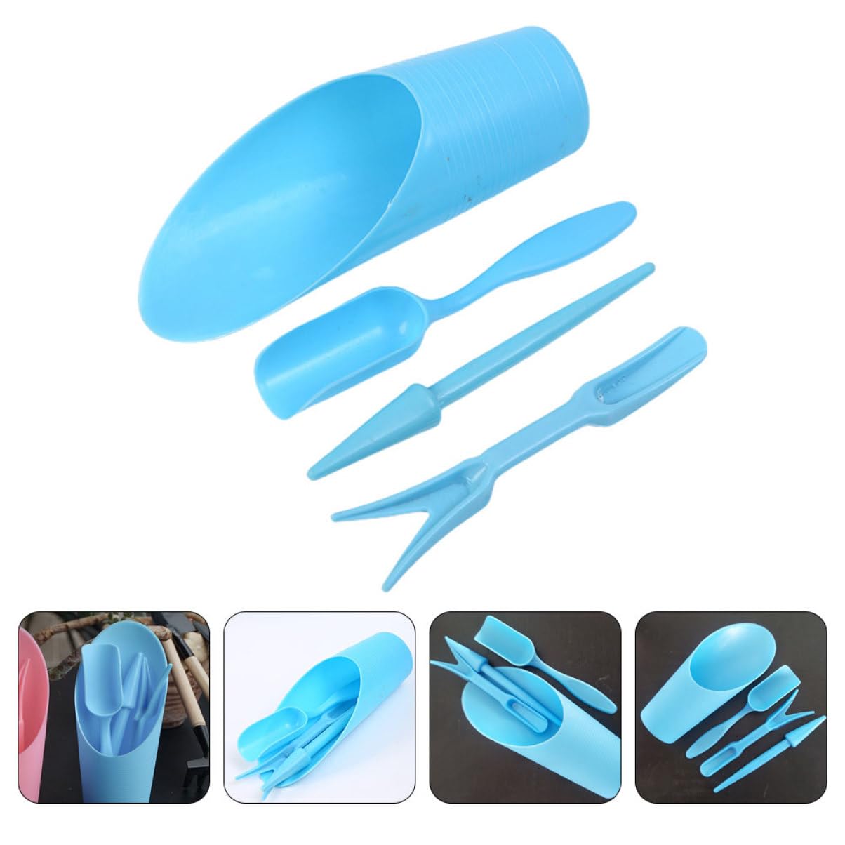 Gardening Tools Brands - 4 ピース/セット、プラスチック耐久性のあるバケツシャベル鉢植え栽培シリンダー MeatPlant 土壌シャベルガーデンツールミニ庭の植栽ツール