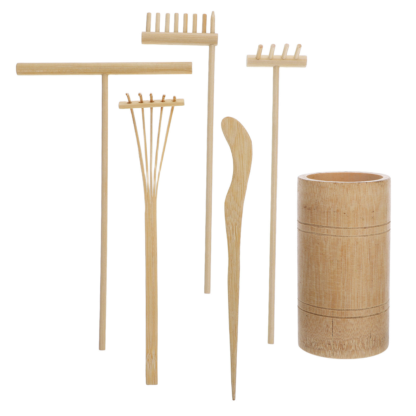 Gardening Tools Diy - 1セット禅風砂すくいセット 竹製ミニガーデンツール DIYデスクサンドテーブルクラフト ホームオフィス装飾 ガーデニング用ガーデンツール