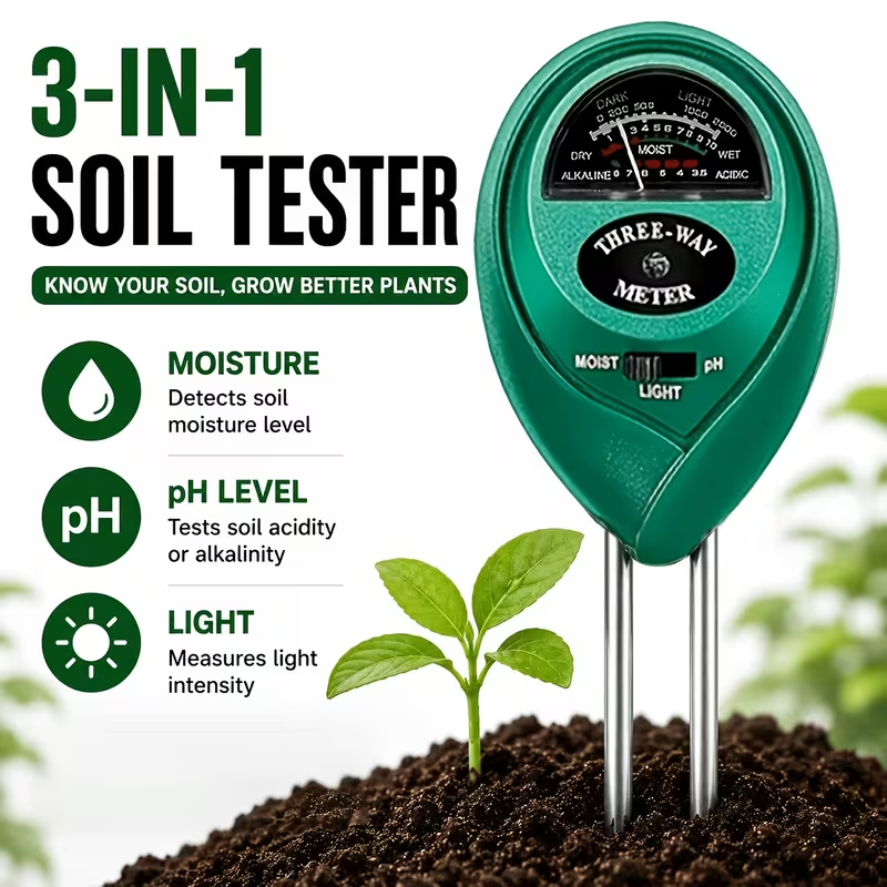 Moisture Meter Plant - 3-in-1土壌テスター（水分、PH、光測定器）– バッテリー不要の土壌水分検出器 – ガーデン植物ケアツール