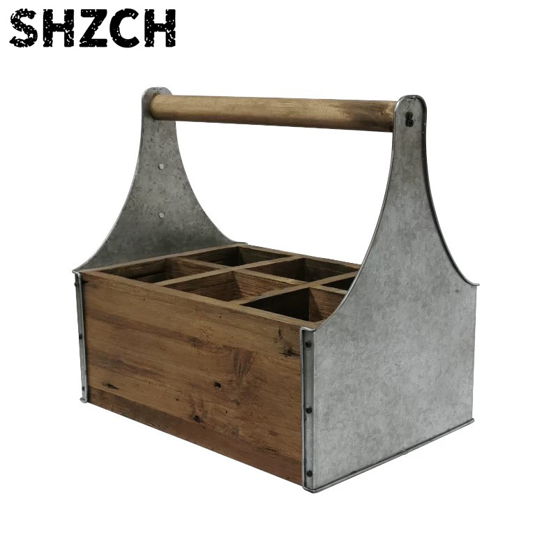 素朴な木製＆金属製収納キャディー（ハンドル付き）、ヴィンテー - Gardening Tools Vintage のレビューと価格