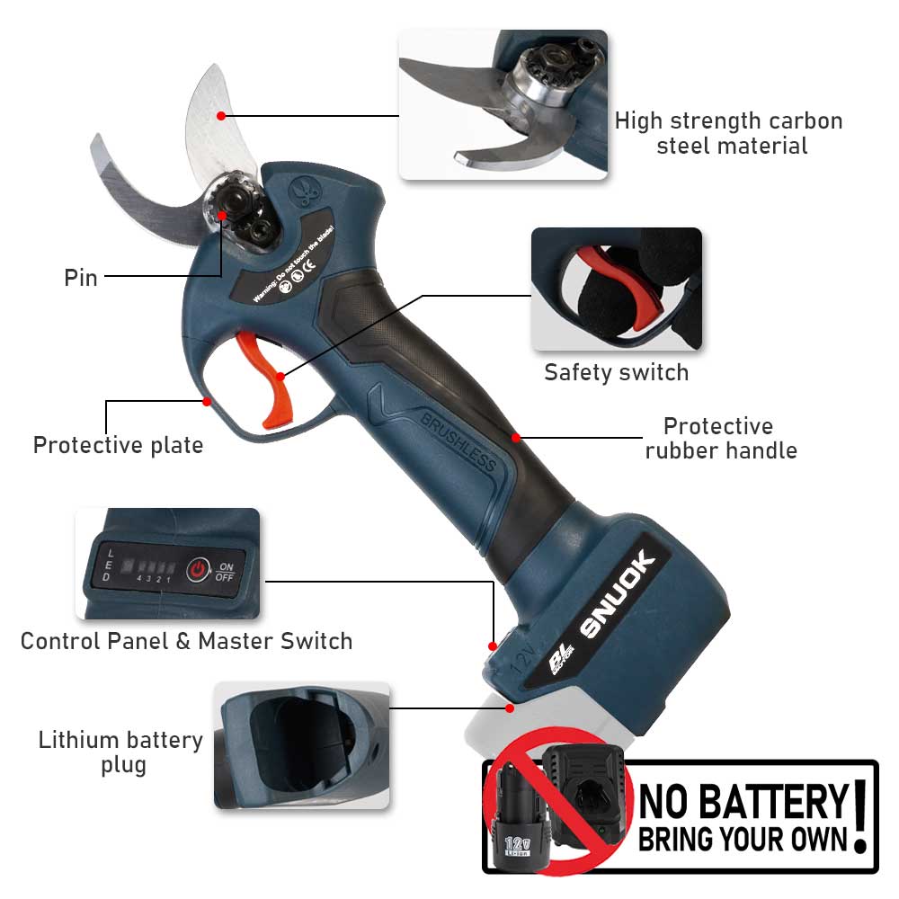 SNUOK 12V ブラシレス電動剪定鋏 DIY 屋外庭園盆 - Gardening Tools Diy のレビューと価格