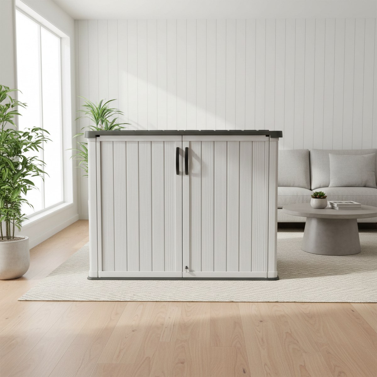 大型プラスチック製屋外収納庫、鍵付き防水ガーデンツールボック - Gardening Tools Plastic のレビューと価格